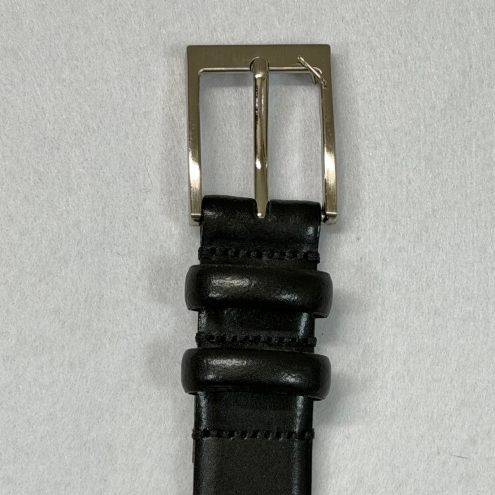 Men's Wearhouse 800P 02 Black Genuine Leather Double Loop Belt 38/95 Italy NWOT